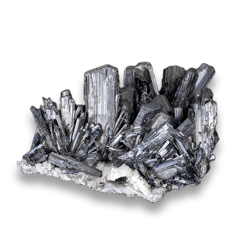 Stibnite, Quartz